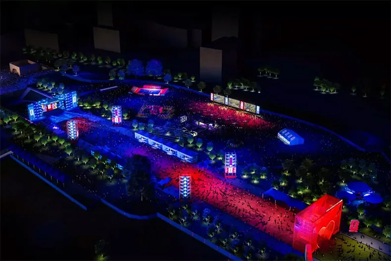 Una vista aérea muestra la segunda ronda de música en vivo y entretenimiento en el FIFA Fan Festival en Kansas City.