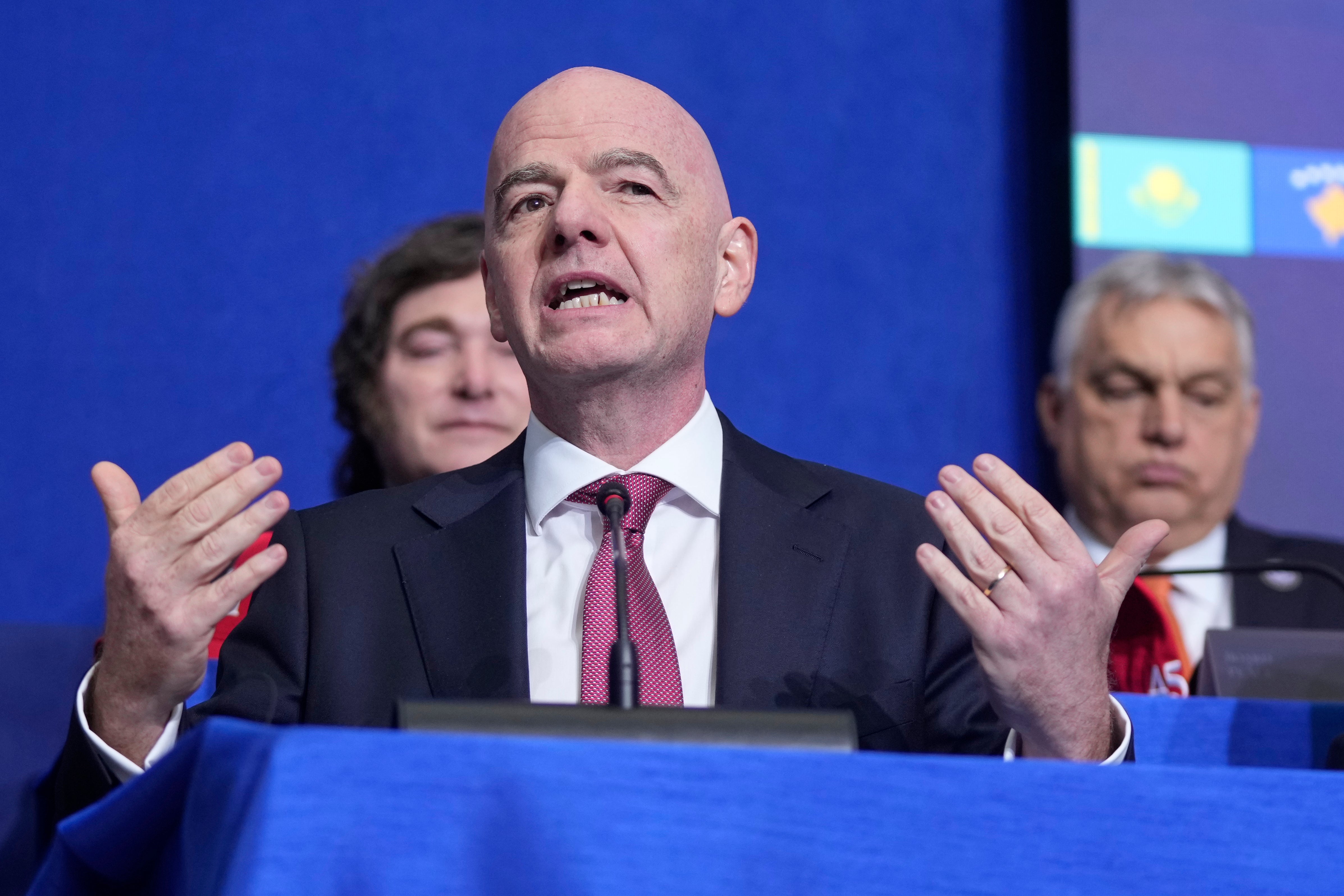 El presidente de la FIFA, Gianni Infantino. La FIFA canceló 2.000 de sus 10.000 habitaciones de hotel reservadas en Filadelfia y 800 de sus 2.000 habitaciones reservadas en Ciudad de México antes de la Copa del Mundo de 2026.