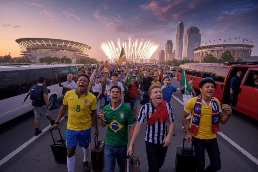 Los aficionados llegan a la Copa Mundial de la FIFA 2026 en América del Norte.
